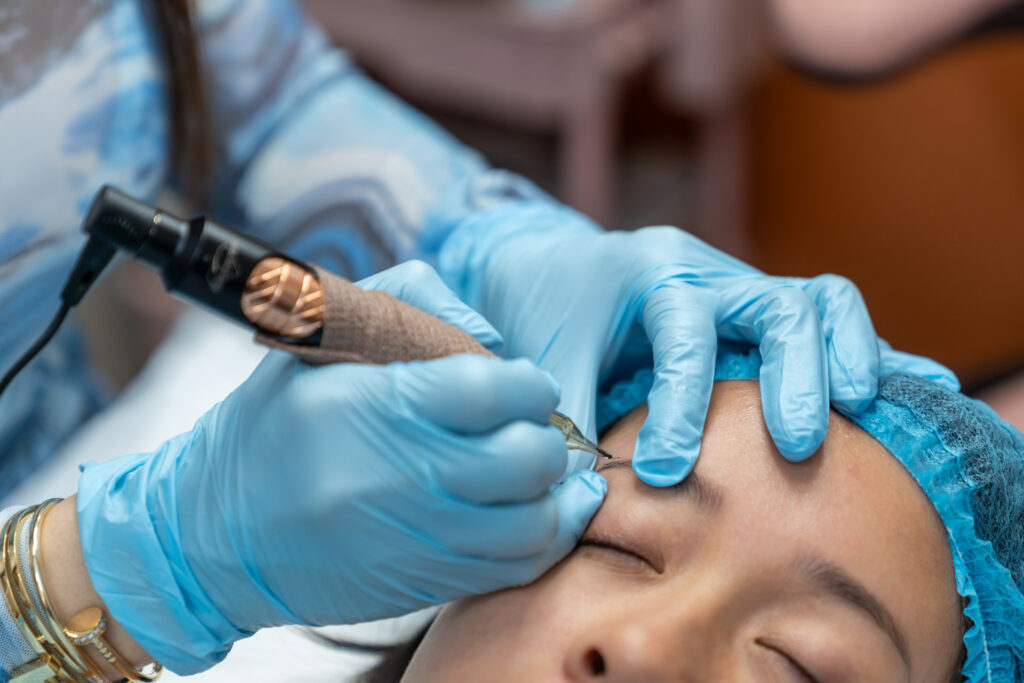 Professional branding photo of microblading process at AVA Permanent Makeup & Spa,
