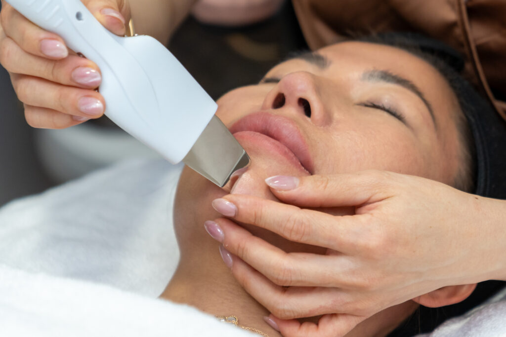 Professional branding photo of facial service process at AVA Permanent Makeup & Spa