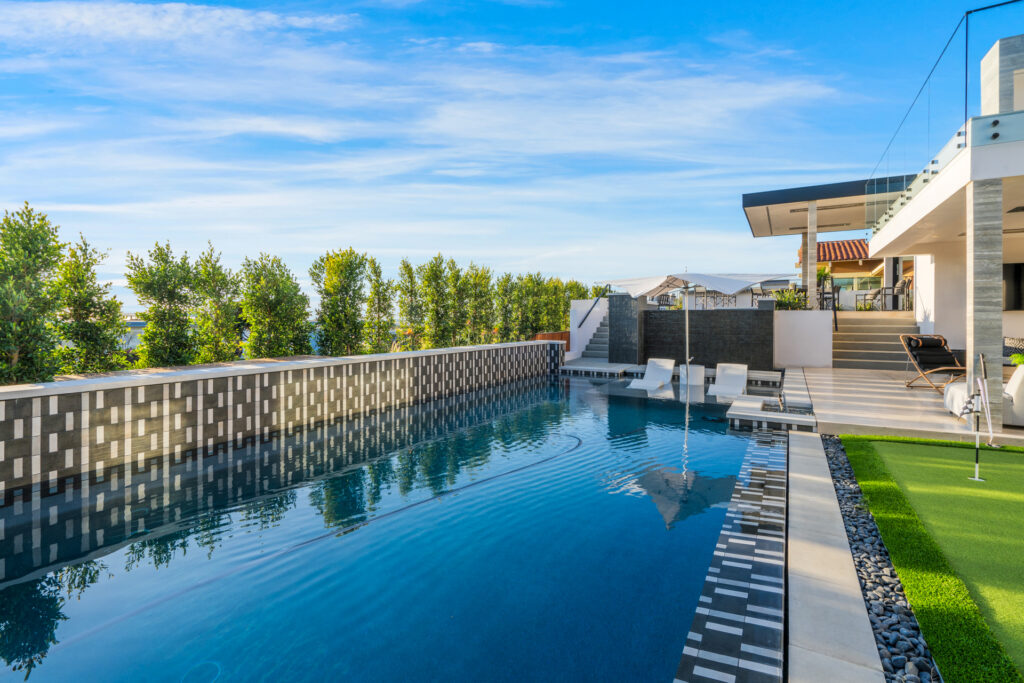 Luxury backyard with pool in Orange County, CA—captured by Art of Portraits® for upscale real estate photography and outdoor lifestyle marketing.